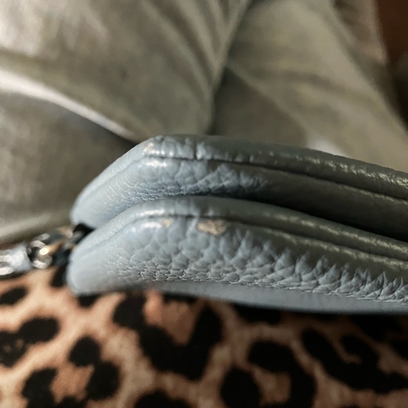 COACH Double Corner Zip Indigo Blue Pebbled Leather Wristlet/Wallet - Picture 5 of 6